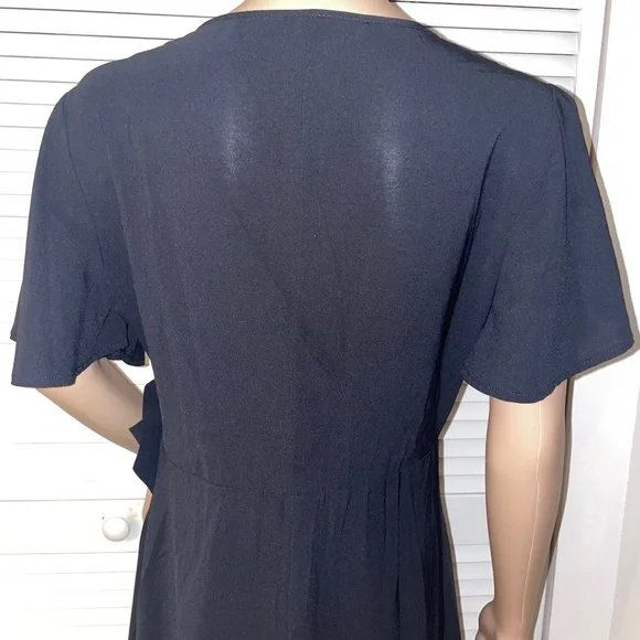 Summer Women Short Sleeve V Neck Casual Short Ruffle Dresses - Picture 10 of 16